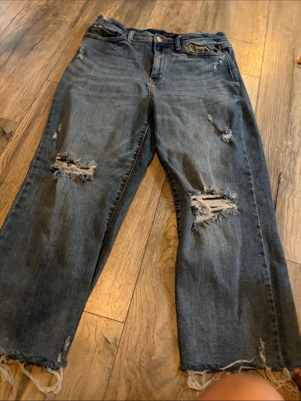 Judy Blue Dark Blue Distressed Ankle Crop Jeans 13 wide leg